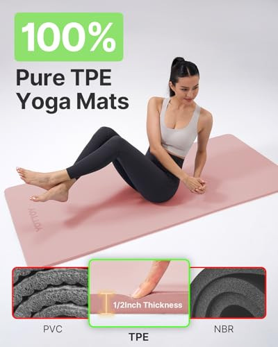 Premium Extra Thick 1/2-Inch TPE Yoga Mat for Professional Non-Slip Exercise