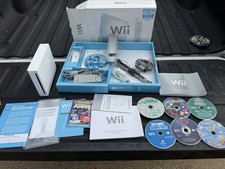 Nintendo Wii Video Game System RVL-001 Console In Box W/ 6 Games Cords Manuel