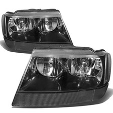 DNA MOTORING HL-OH-JGC99-BK-CL1 Black Clear Headlights Assembly Replacement C...