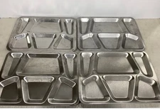 Vintage Lot Of 4 Military Mess Hall Divided Food Trays Stainless Steel