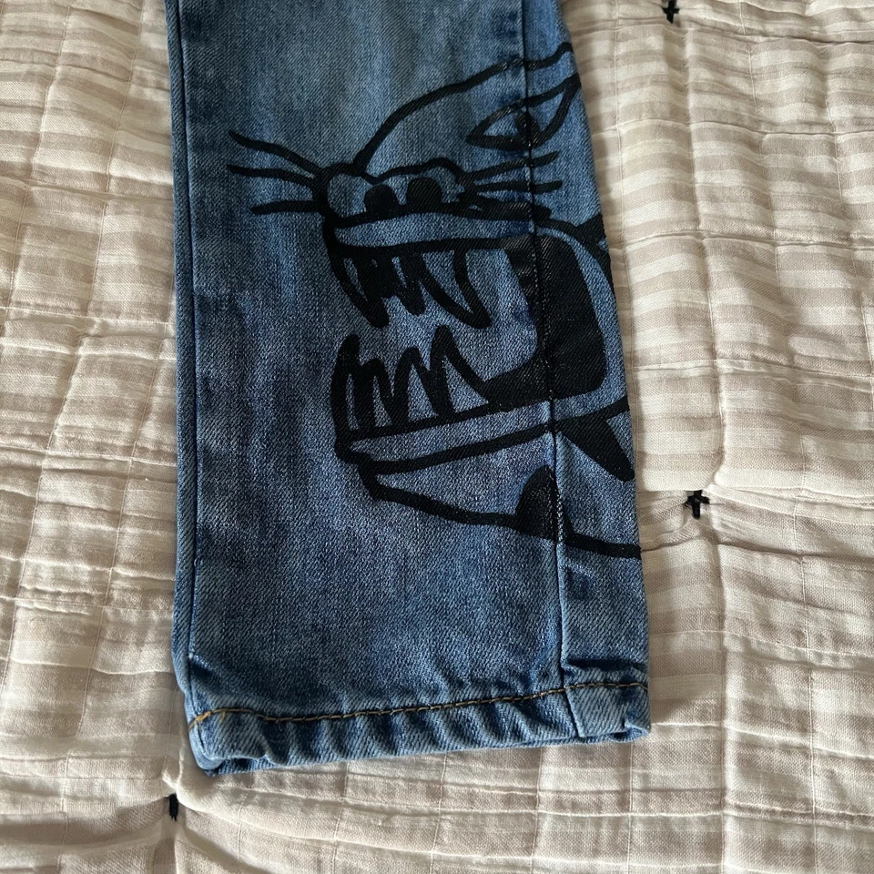 Pantalones de mezclilla Desigual para niños talla 5/6 EU 110/116 cintura ajustable estampado de tigre pierna recta Foto 2 de 4