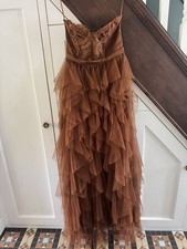 Cost £91 fashion nova size medium Tulle waterfall maxi dress in cognac / brown