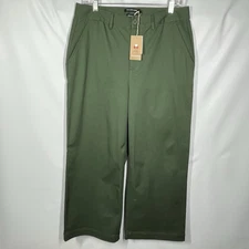Monoprix Femme Wide Leg Pants Trousers 42 US 10 Army Dreamer Green France NEW