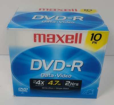 Maxell DVD-R Data Video 10 Pack Single Sided New Sealed