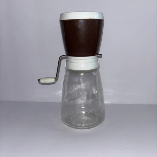 Vintage Federal Housewares Nut/Spice Grinder Complete Brown And White