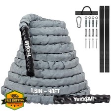 Yes4All Battle Ropes 1.5/2 Inch 30-50 Ft Anchor Strap Included
