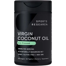 Organic Extra Virgin Coconut Oil 1000mg Vegan 120 Veggie Softgels Non-GMO