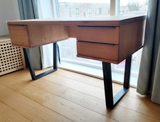 John Lewis Calia Writing Desk Solid Wild American Oak & Steel - Industrial Style