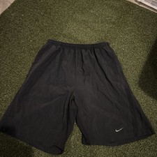 Nike Dri Fit Athletic Running Shorts Mens Black Lightweight Zip Pocket 6.5" Sz M