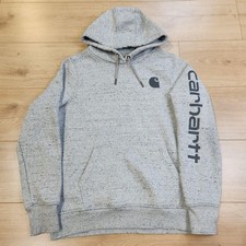Carhartt Hoodie Womens Medium Gray Relaxed Logo Fleece Pullover Sweatshirt