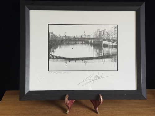 GILES Norman Ha penny Bridge ,Dublin 88 Photographed Original Signed Print rare