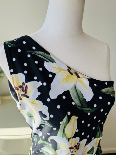 EXOTICATHLETICA XL One Shoulder Fit & Flare Dress Lily Polka Dot Print Stretch - Bild 4 von 8
