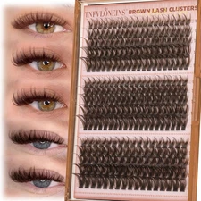 Brown Lash Clusters Wispy Cluster Eyelash Extensions D-Curly Eyelash Clusters wi