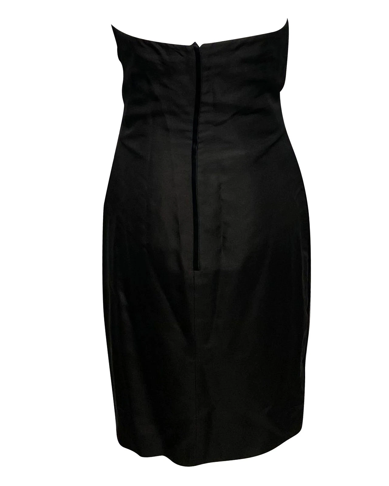 Valentino mini abito senza spalline increspato in seta nera