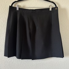 VTG Made in USA Wrap Pleated Skirt Women  s Waist 35 Black Gothic Preppy Dressy