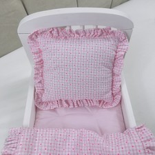 Nostalgie Puppenbettwäsche Kissen  Wiegen Puppenbett Puppenwagen Rosa