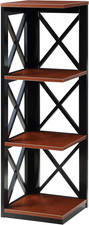 Elegant Oxford 3-Tier Corner Bookcase in Cherry and Black Finish