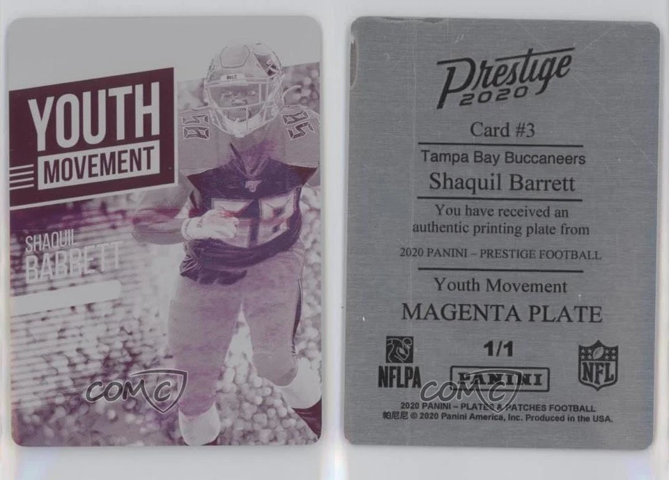 2020 Prestige Youth Movement Printing Plate Magenta 1/1 Shaquil Barrett 0gx4 - Image 3 of 3