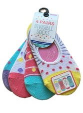 Girls 4 Pack Secret Invisible Hidden Trainer Socks Size 6 - 8 1/2 Dots