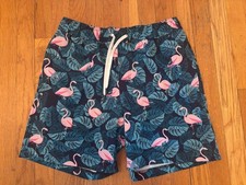 Members Mark Mens Size M Swim Trunks Blue Pink Flamingo Resort Swimwear