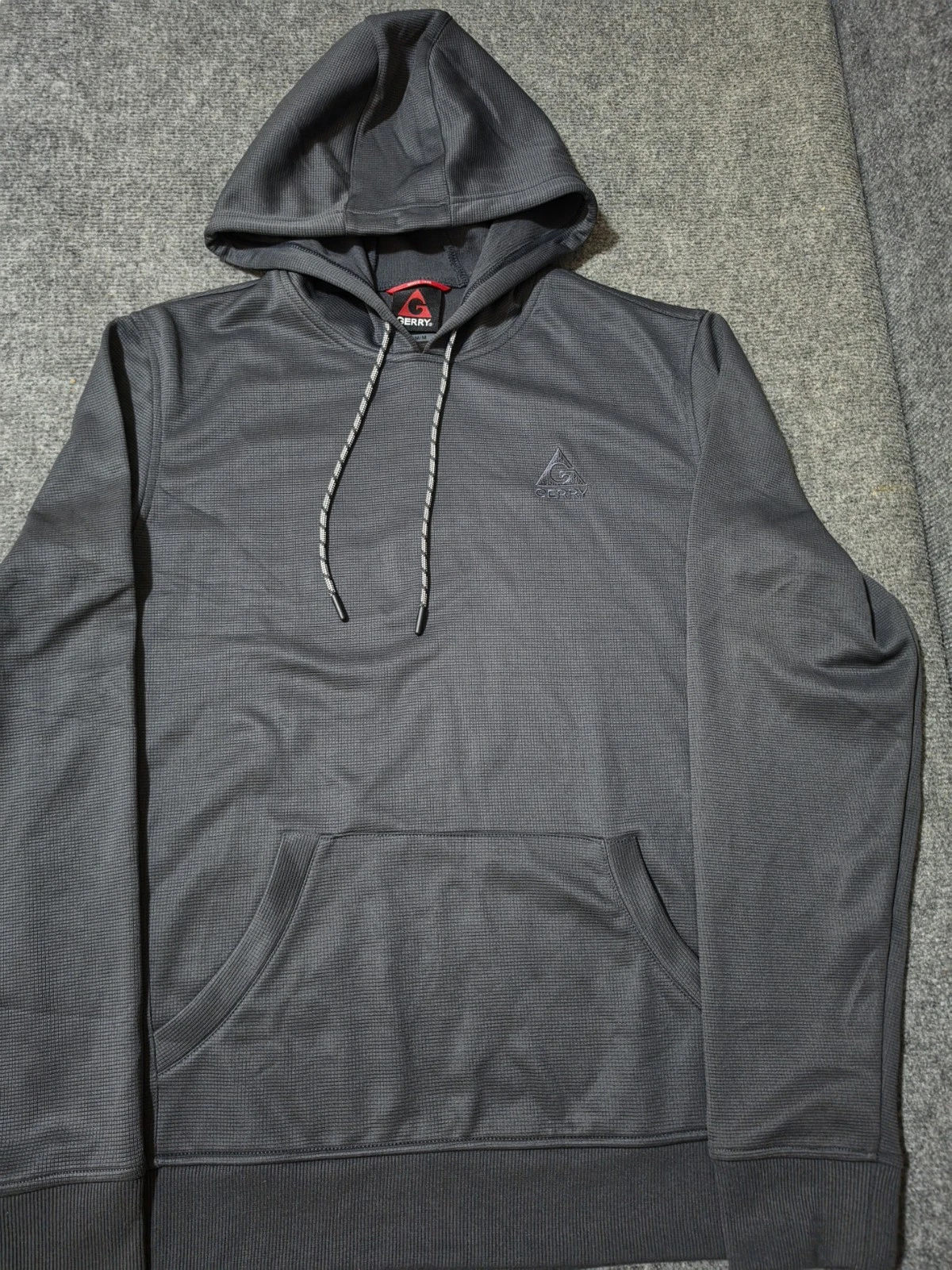 Gerry Gray Waffle Knit Pullover Hoodie Size M