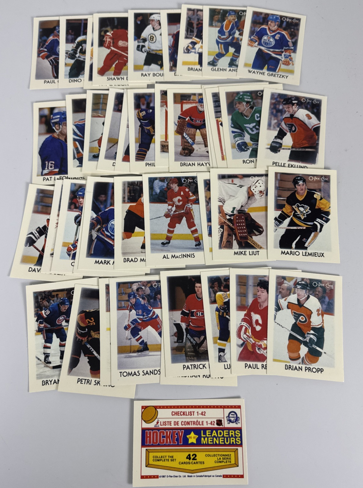 1987-88 O-Pee-Chee Mini Complete Hockey Set 1-42 NR-MT Gretzky Lemieux