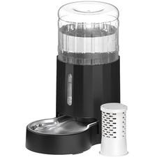 JUNSPOW 4 L Wasserspender f&uuml;r Hunde Katzen Edelstahl Schwarz