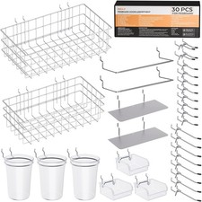 30PCS Peg Board Organizer Accessories Kit, Pegboard Hooks Assortment with Bin...