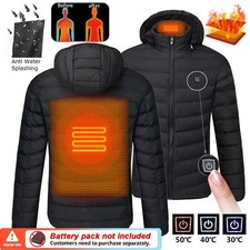 Men 9 Areas Heated Jacket USB Electric Heating Vest Winter Outdoor Warm Coat