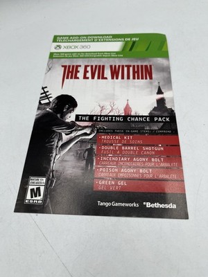 The Evil Within (Xbox 360) Fighting Chance Pack DLC UNUSED NEW INSERT Add On