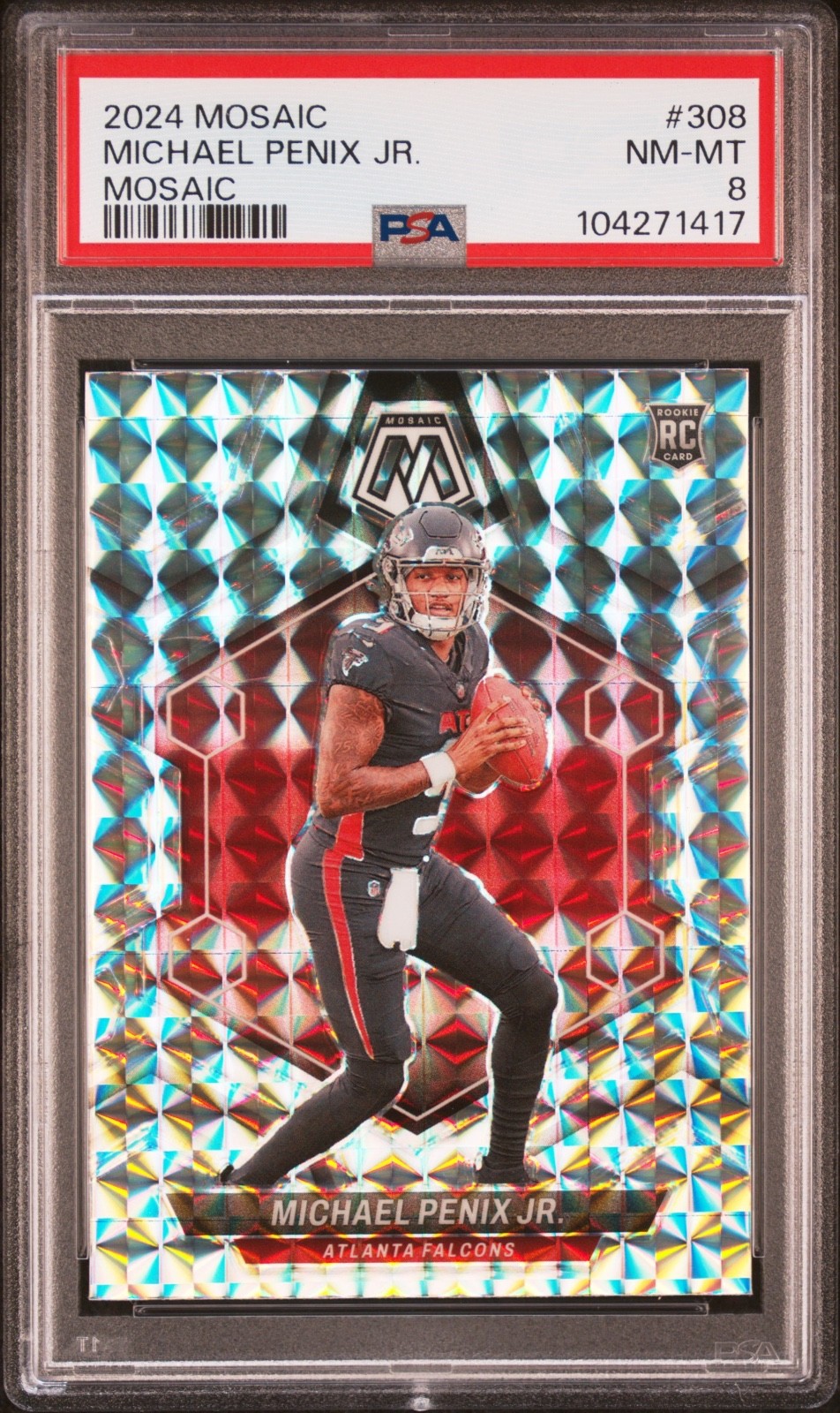 PSA 8 MICHAEL PENIX JR. MOSAIC PRIZM (RC) 2024 PANINI MOSAIC ROOKIE #308