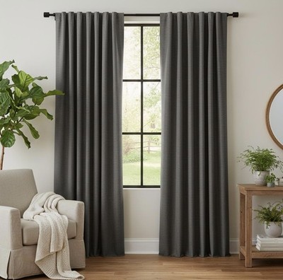 2-Panel 99% Blackout Curtain for Living Room 52 Wx84 L Double Sided Texture Gray