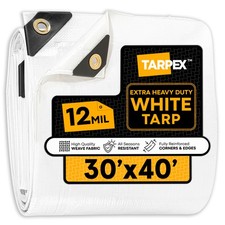TARPEX - 12 Mil White Extra Heavy Duty Poly Tarp 30' x 40'