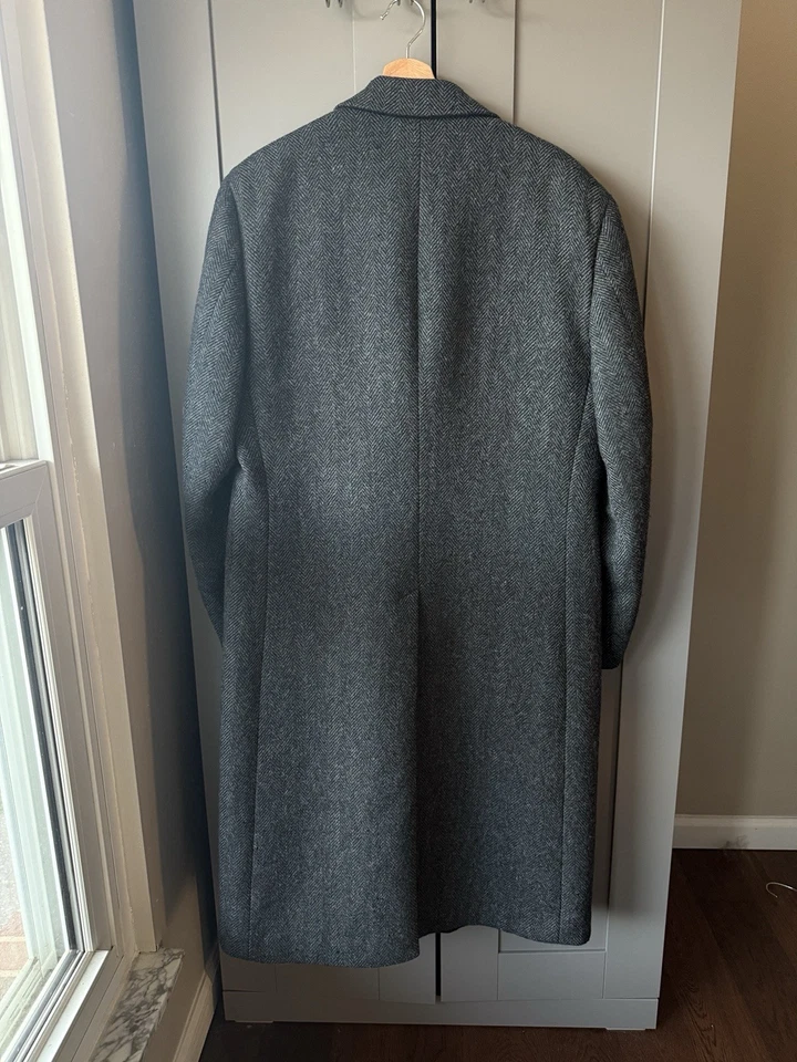 Vintage Christian Dior Monsieur Sport Overcoat Men’s Gray Herringbone Wool Long - Image 3 of 4