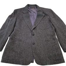 Men's Brooks Brothers Grey Black Tweed Blazer Jacket Sportcoat 46R
