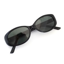 Authentic Deadstock 90s Black Oval Sunglasses with Case New Old Stock