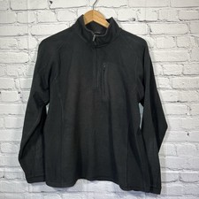 LL Bean 1/4 Zip Fleece Sweater Mens Size Medium Black Long Sleeve Mock Neck