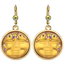 Kirks Folly Mystic Goddess Seaview Moon Leverback Earrings goldtone