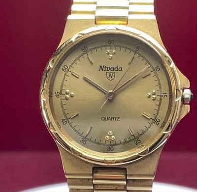 Nivada Gold Quarzuhr 3P Dot Index Swiss Made 32mm Dresswatch