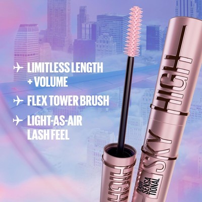 Lash Sensational Sky High Washable Mascara Makeup, Volumizing, Lengthening, Defi