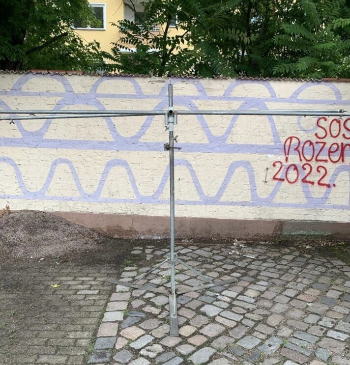 3x4m Marktschirm Marktstand Plana Schirm inkl. 20kg Fuß Gelb/Weiß und Rückplane - Bild 3 von 4