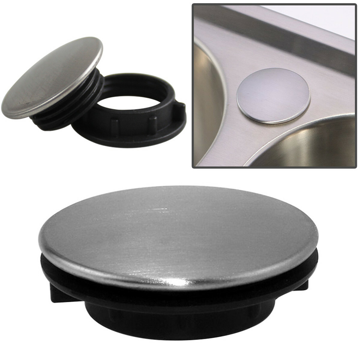 Image 1 - Stainless Steel Kitchen Sink Tap Hole Blanking Plug Stopper Basin Cover 36mm