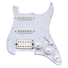 Musiclily 4Ply White Pearl Pre-wired Loaded HSS Pickguard For Strat ST Guitar