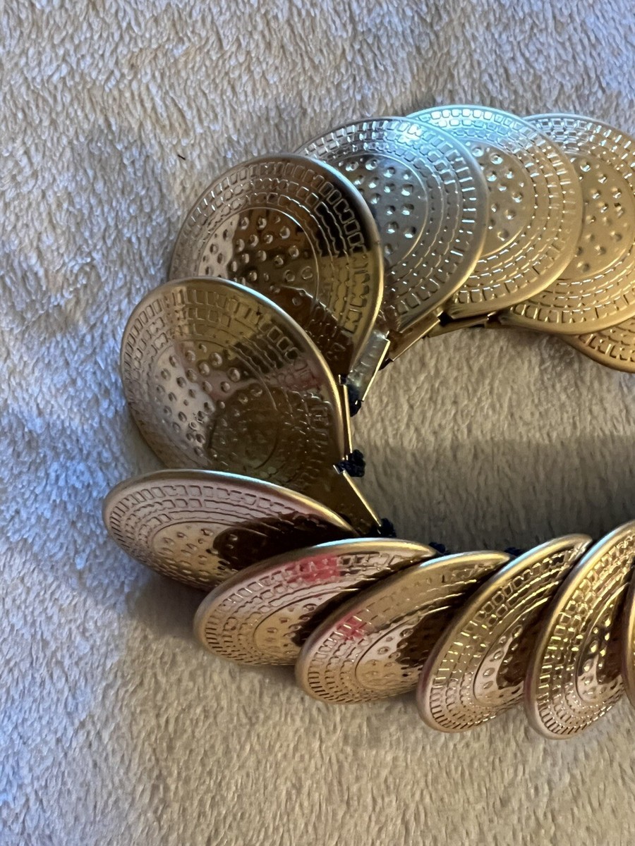 Vtg 80s Metal Coin Stretch Belt Women display picture 2