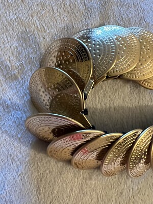 Vtg 80s Metal Coin Stretch Belt Women display picture 3