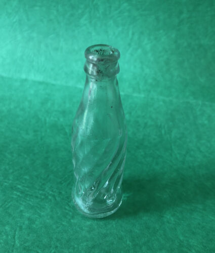 Vtg Pepsi Cola 2.5" Mini Miniature Soda Pop Clear Swirl Glass Bottle No Cap - Picture 1 of 5