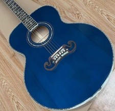 200 style Series sky blue acoustic guitar flower of Life Ebony Fingerboard