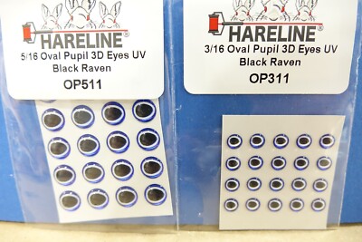 Oval Pupil 3D Eyes UV Hareline USA  Ø4,8mm Ø8mm UV Black Raven Augen OVAL PUPIL