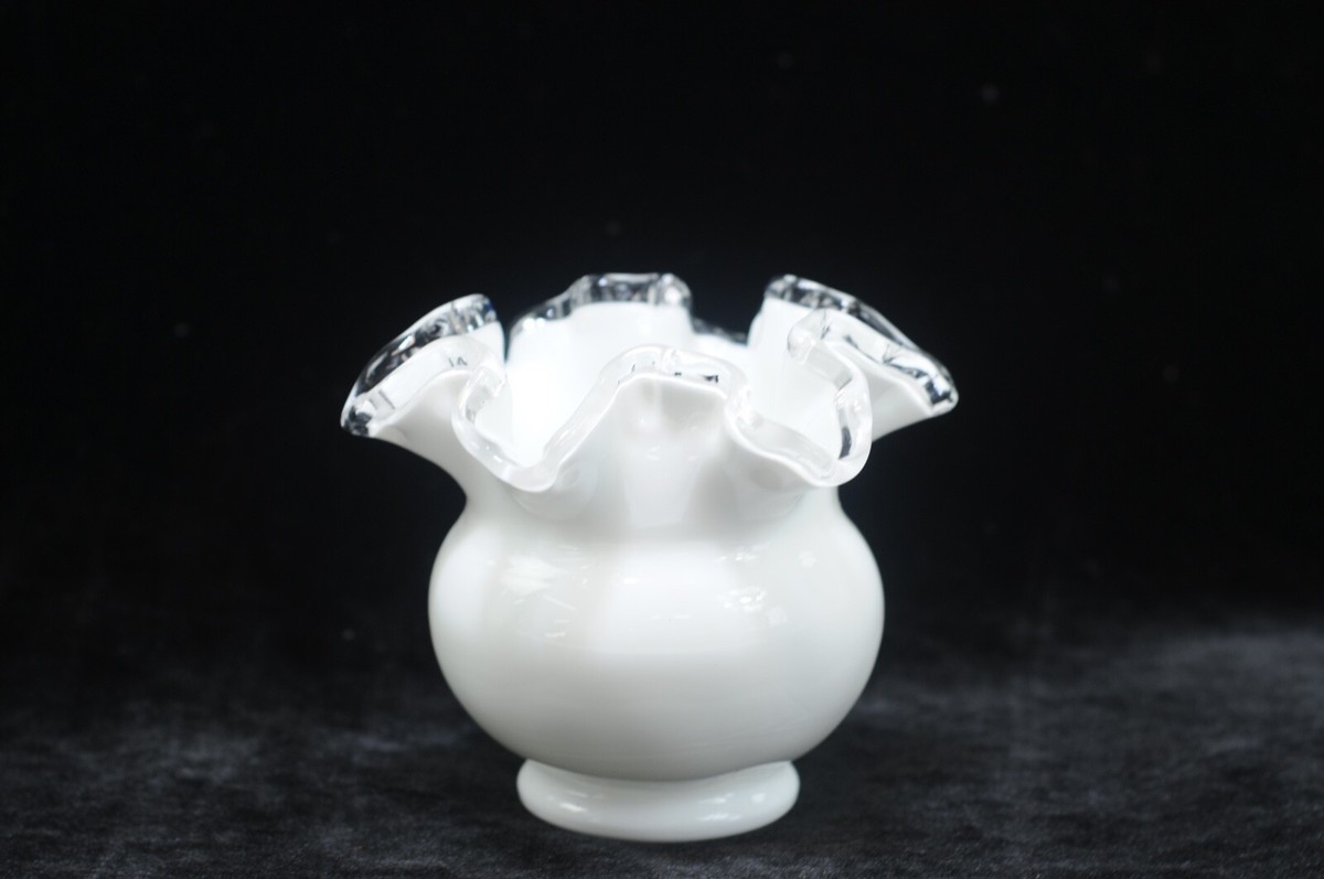 フェントン　Fenton シルバークレスト　ピッーデッドメロン　フラワーベース Fenton_Art_Glass_Peach_Pink_Wh
