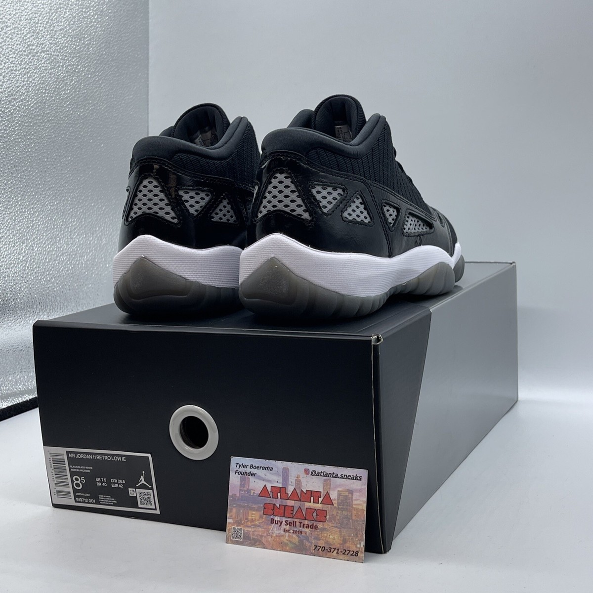 Size 8.5 - Air Jordan 11 Retro IE Low Black White Suede